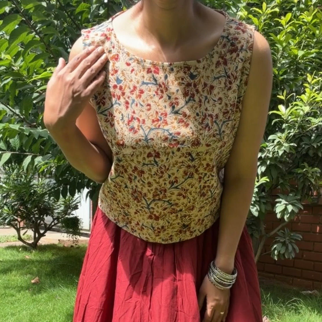 Beige Kalamkari Top