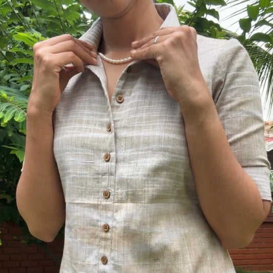 Oat Khadi Short Dress