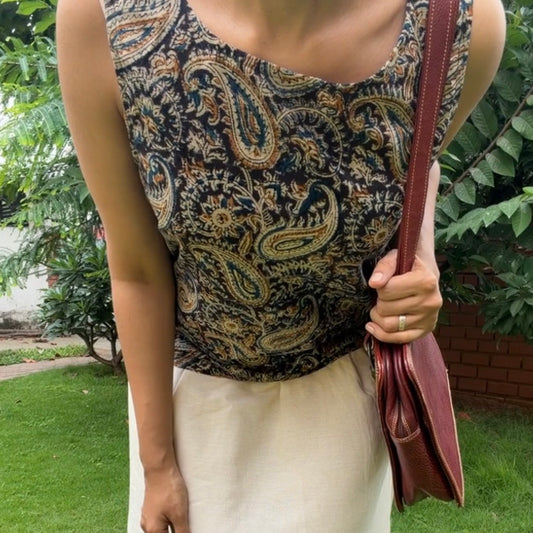 Charcoal Kalamkari Top