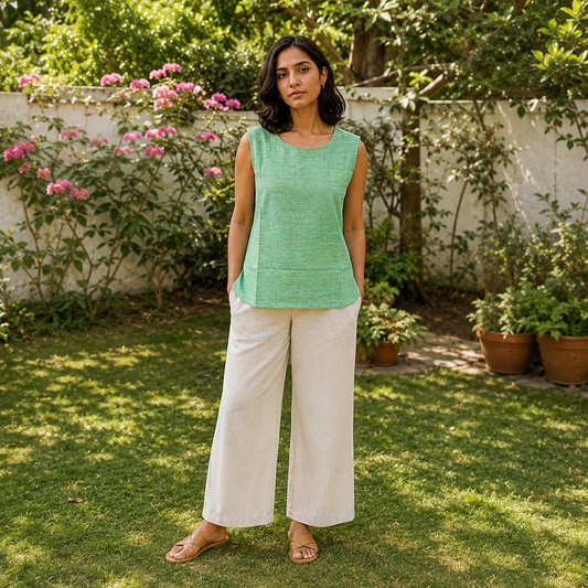Herb Green Khadi Top