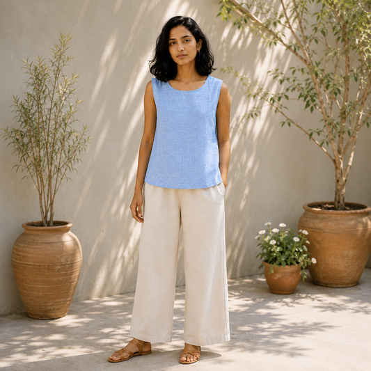 Monsoon Blue Khadi Top