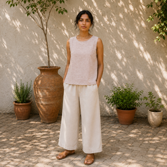 Oatmeal Khadi Sleeveless