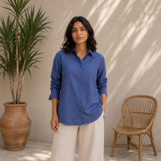 Indigo Rain Khadi Shirt
