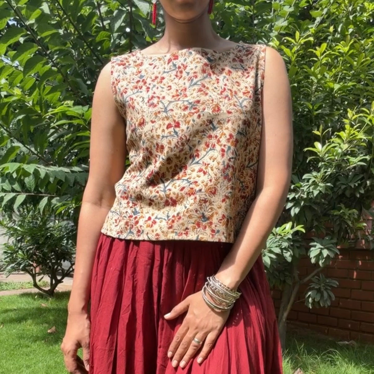 Beige Kalamkari Top