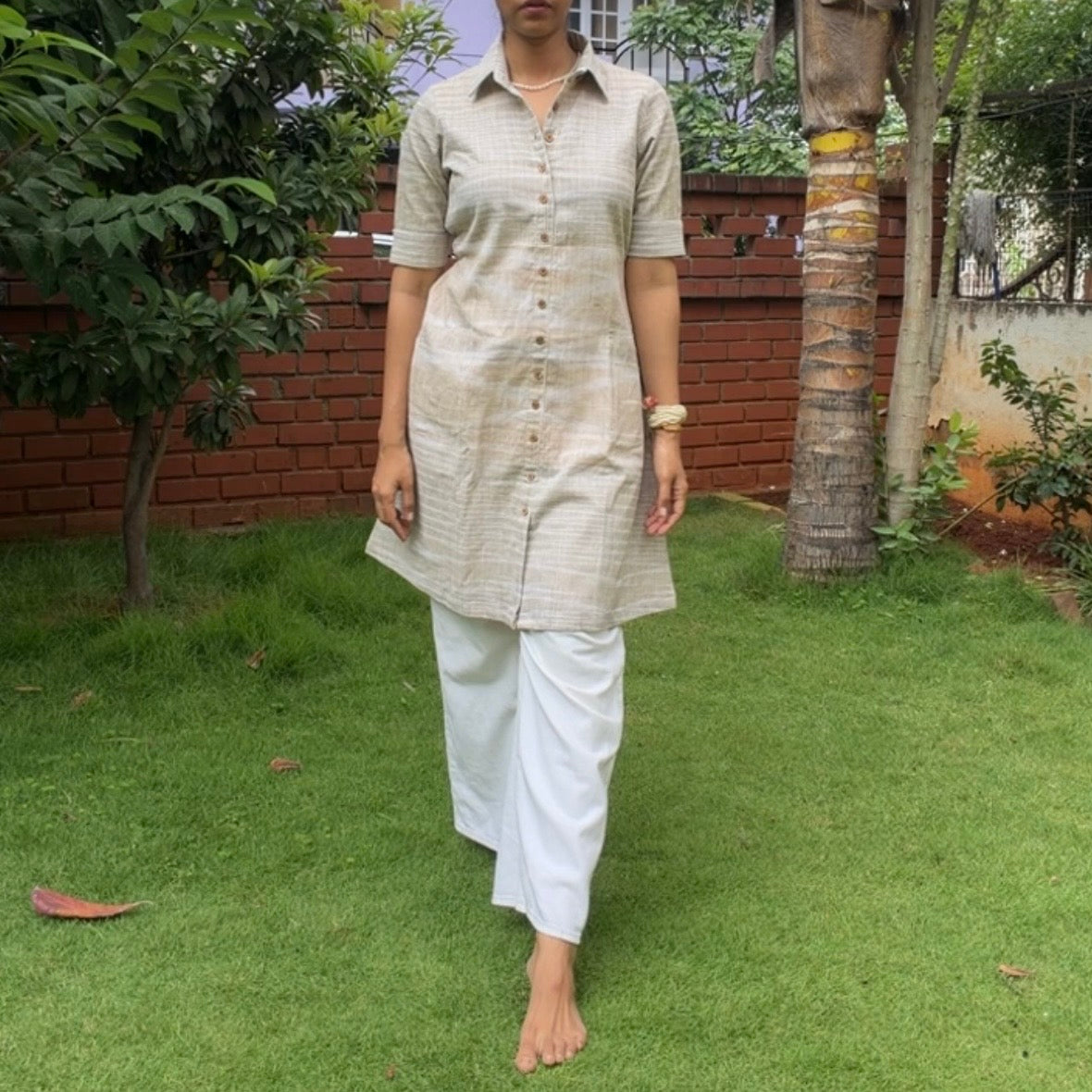 Oat Khadi Short Dress