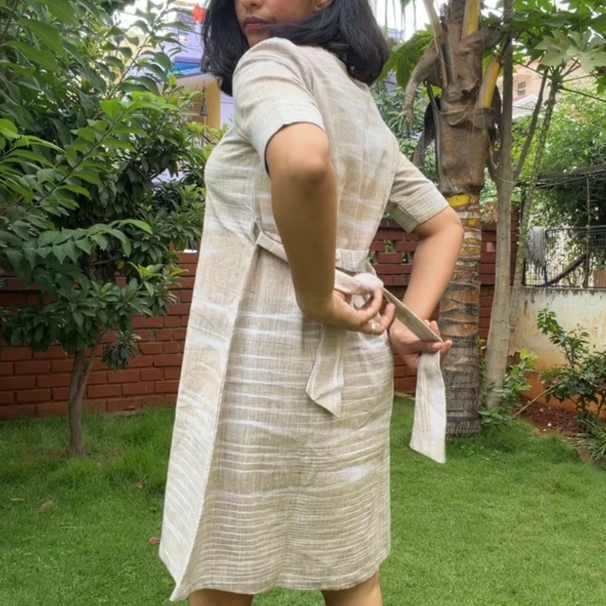 Oat Khadi Short Dress