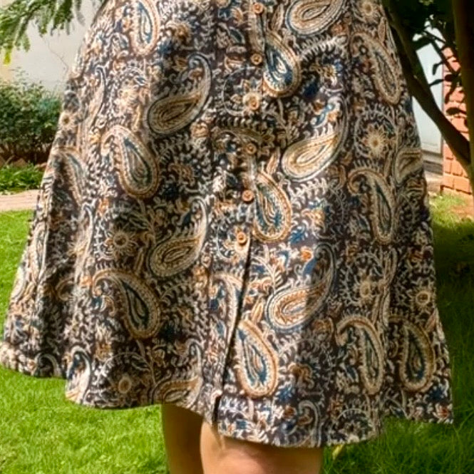 Charcoal Kalamkari Short Dress