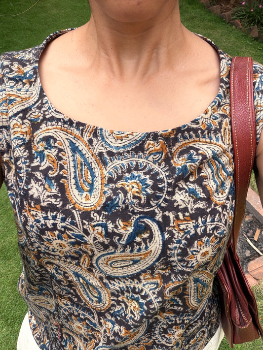 Charcoal Kalamkari Top