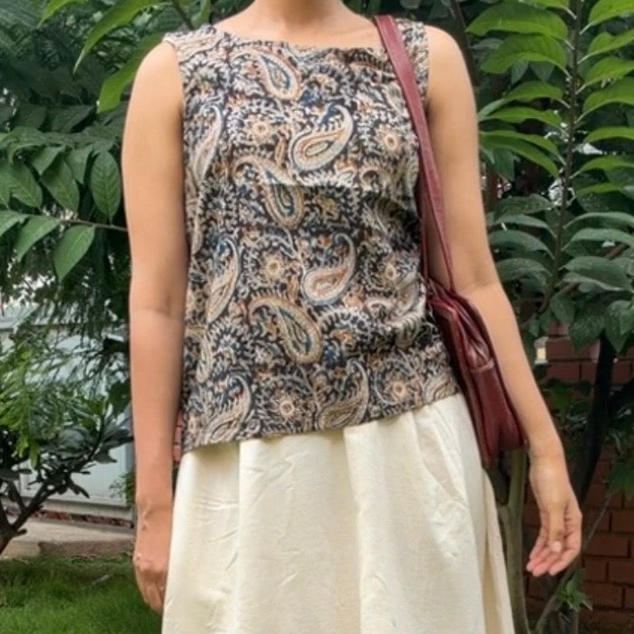 Charcoal Kalamkari Top