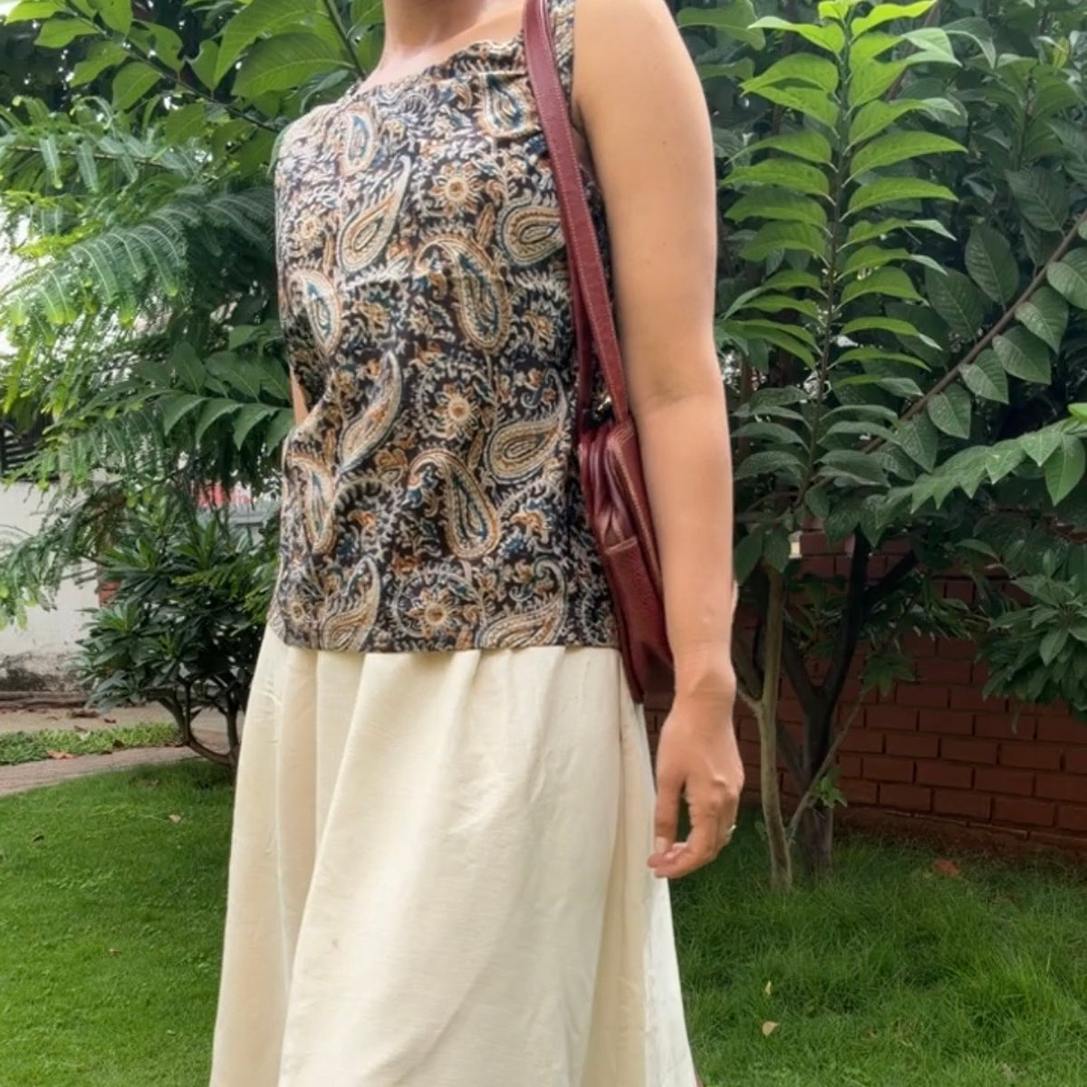 Charcoal Kalamkari Top