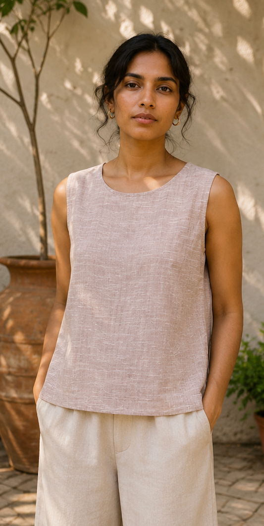 Oatmeal Khadi Sleeveless