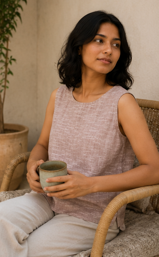 Oatmeal Khadi Sleeveless