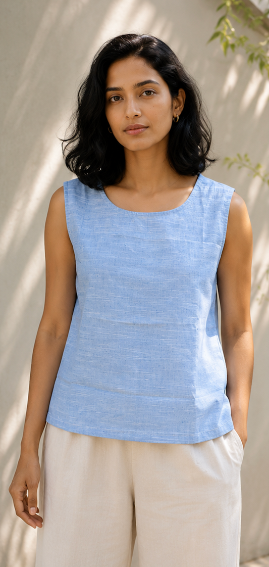 Monsoon Blue Khadi Top