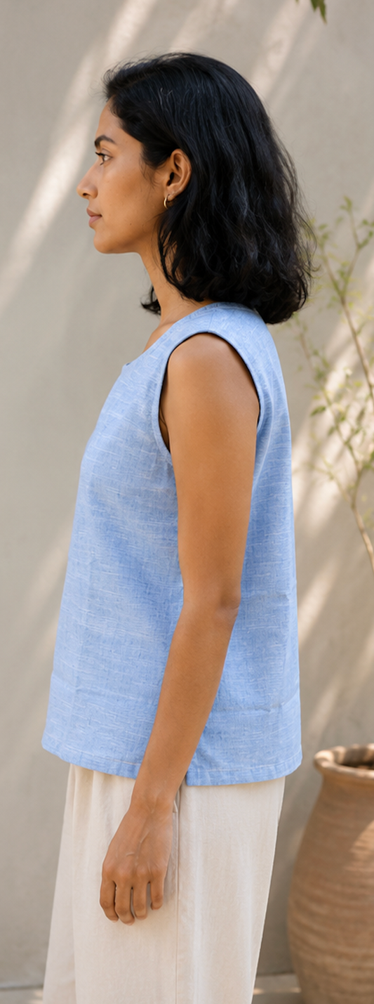 Monsoon Blue Khadi Top
