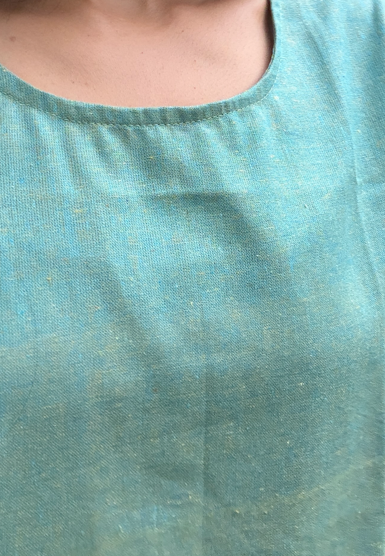 Soft Teal Khadi Sleeveless