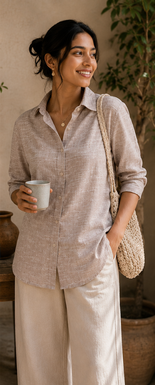 Oatmeal Ease Khadi Shirt